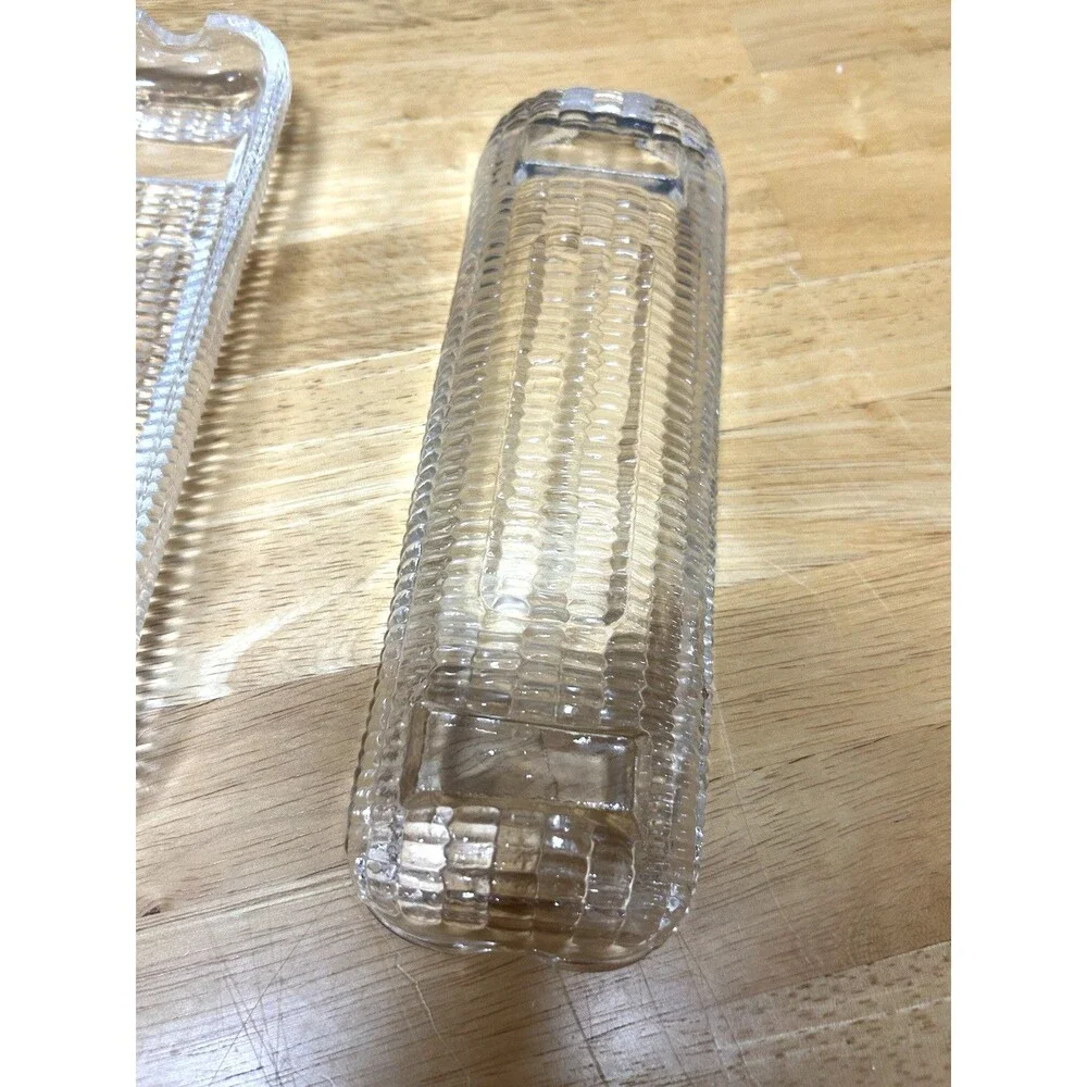 Vintage Clear Glass Corn on the Cob Dishes Set 4 Embossed Serving